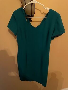 Classic Teal Short Sleeve V-Neck Dress